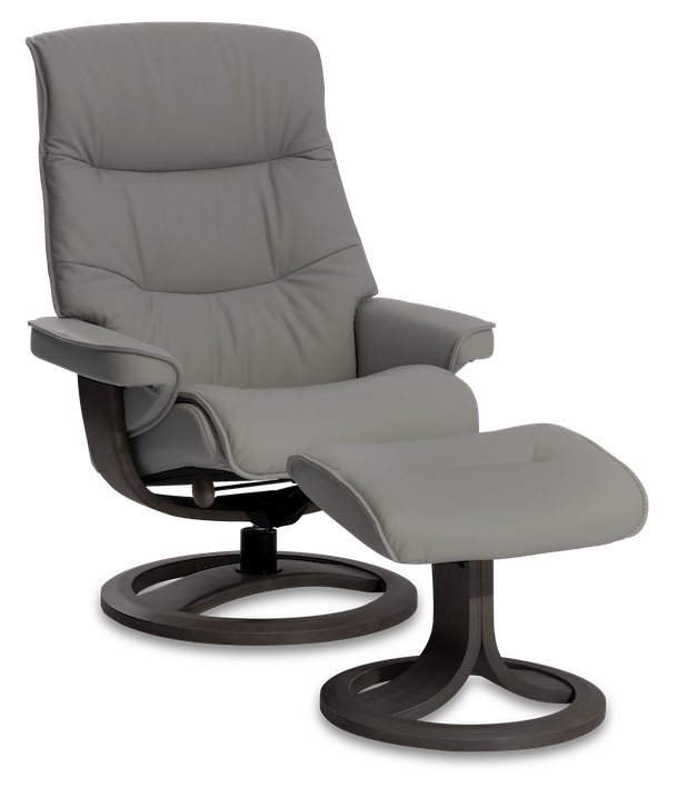 IMG Comfort Nordic Leather Swivel Recliner with Ottoman Wayfair